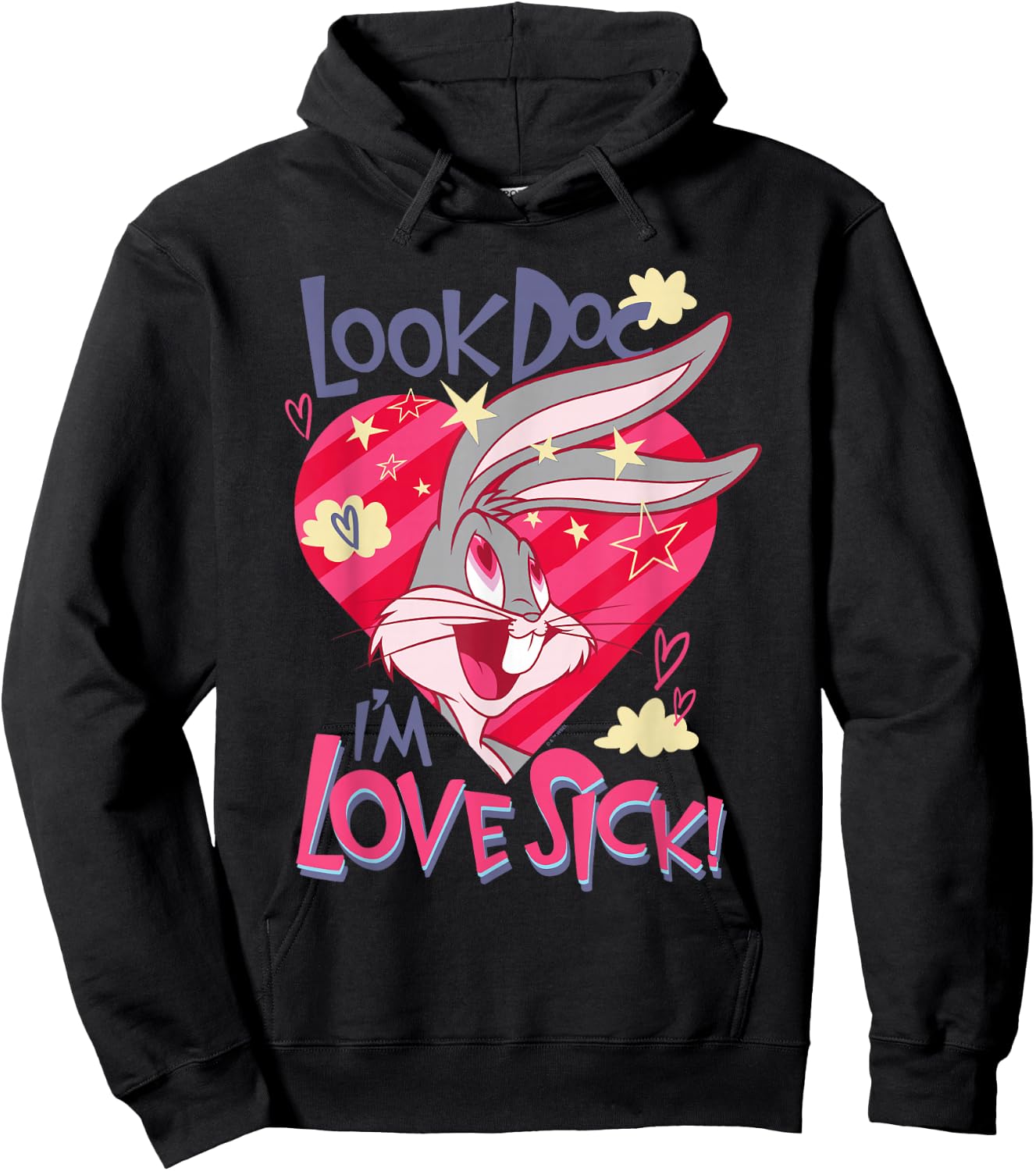 Looney Tunes Valentine's Day Bugs Bunny Love Sick Hoodie - Hoodie | Black