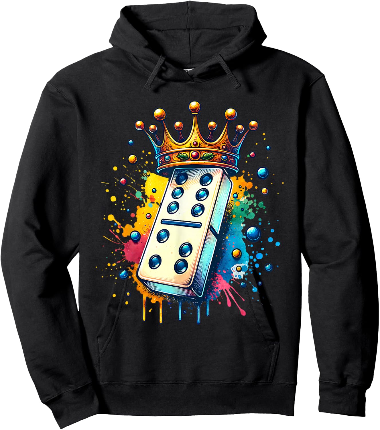 Funny Dominoes King | Board Game| Domino Lover Domino Player Hoodie - Hoodie | Black