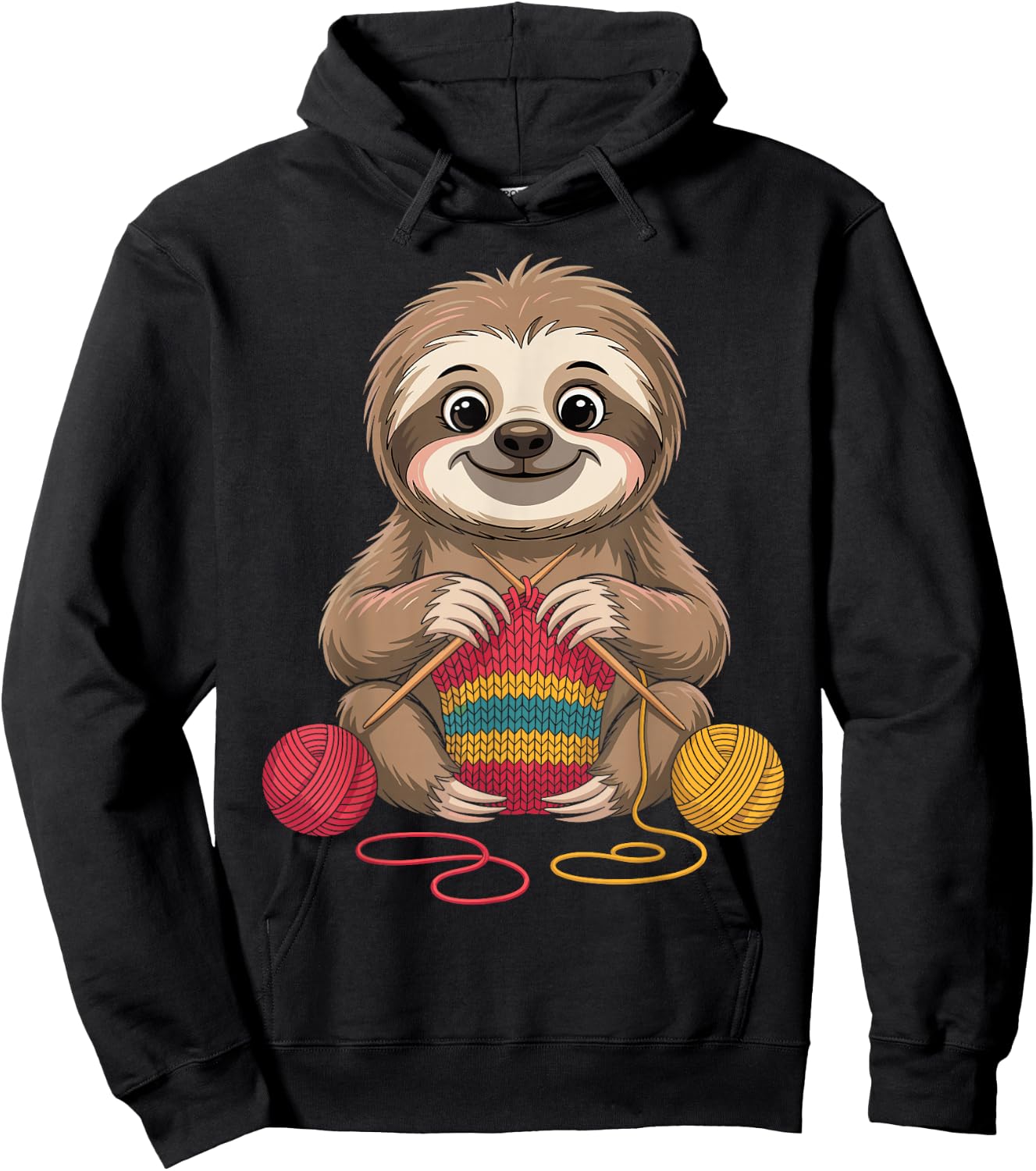 Sloth Knitting Funny Hoodie - Hoodie | Black