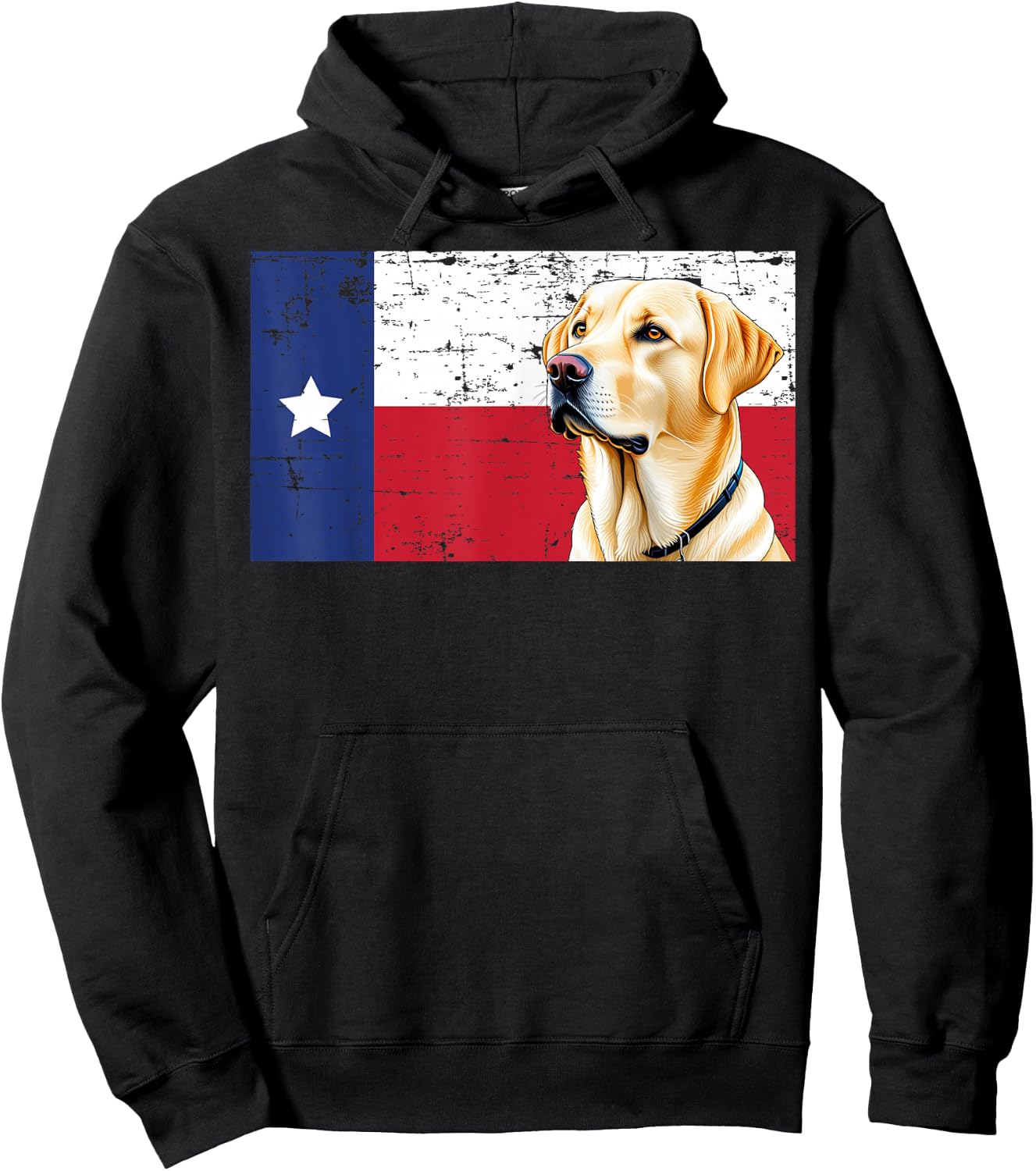 Yellow Labrador Texas Flag Dog Hoodie - Hoodie | Black