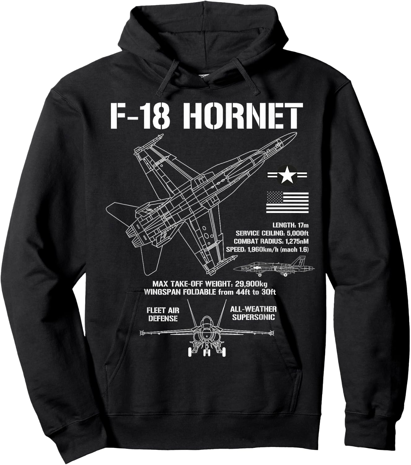 F-18 Hornet Fighter Jet Specs Militärflugzeug F18 Hornet Hoodie - Hoodie | Black