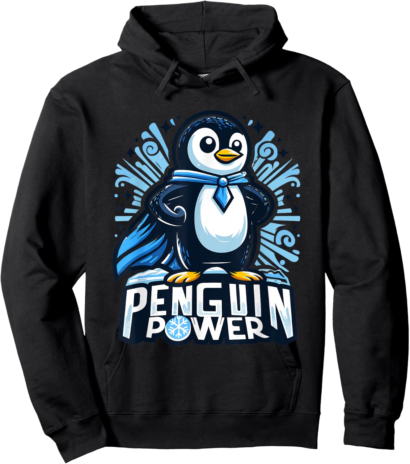 Penguin Power Super Hero - Cute Penguin Superhero Hoodie - Hoodie | Black