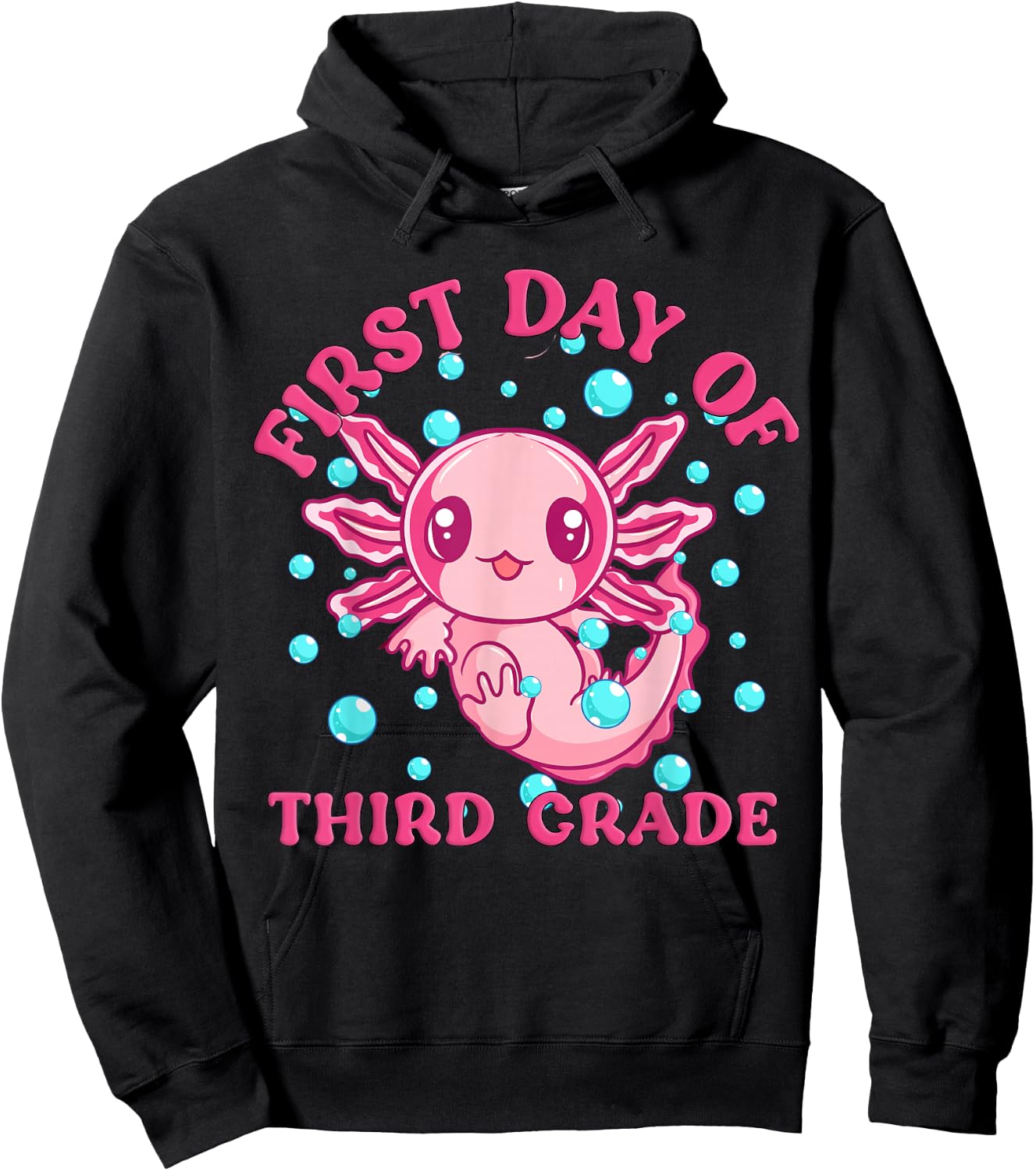 3rd Grade Shirt Axolotl 1st Day of School Kids Third Grade 3 Hoodie - Hoodie | Black