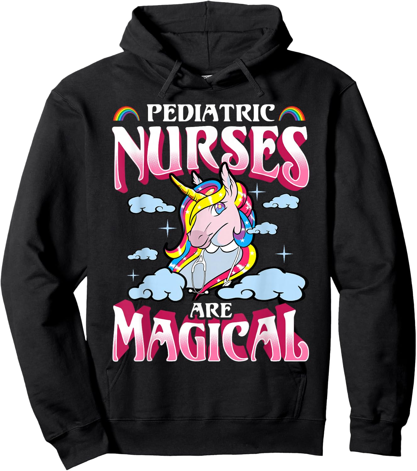 Pediatric Nurses Unicorn Magical Nursing Nurse Gift Hoodie - Hoodie | Black
