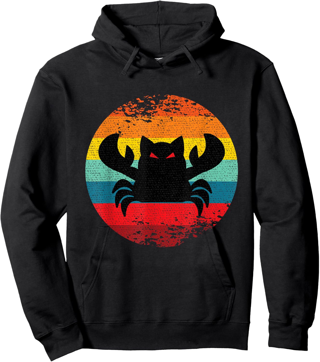 Fear the Crabcat - Funny Crab Cat Cryptid Vintage Logo - -Adults - Black - Small - Short Sleeve - Classic Fit - Cotton Blend Hoodie - Hoodie | Black