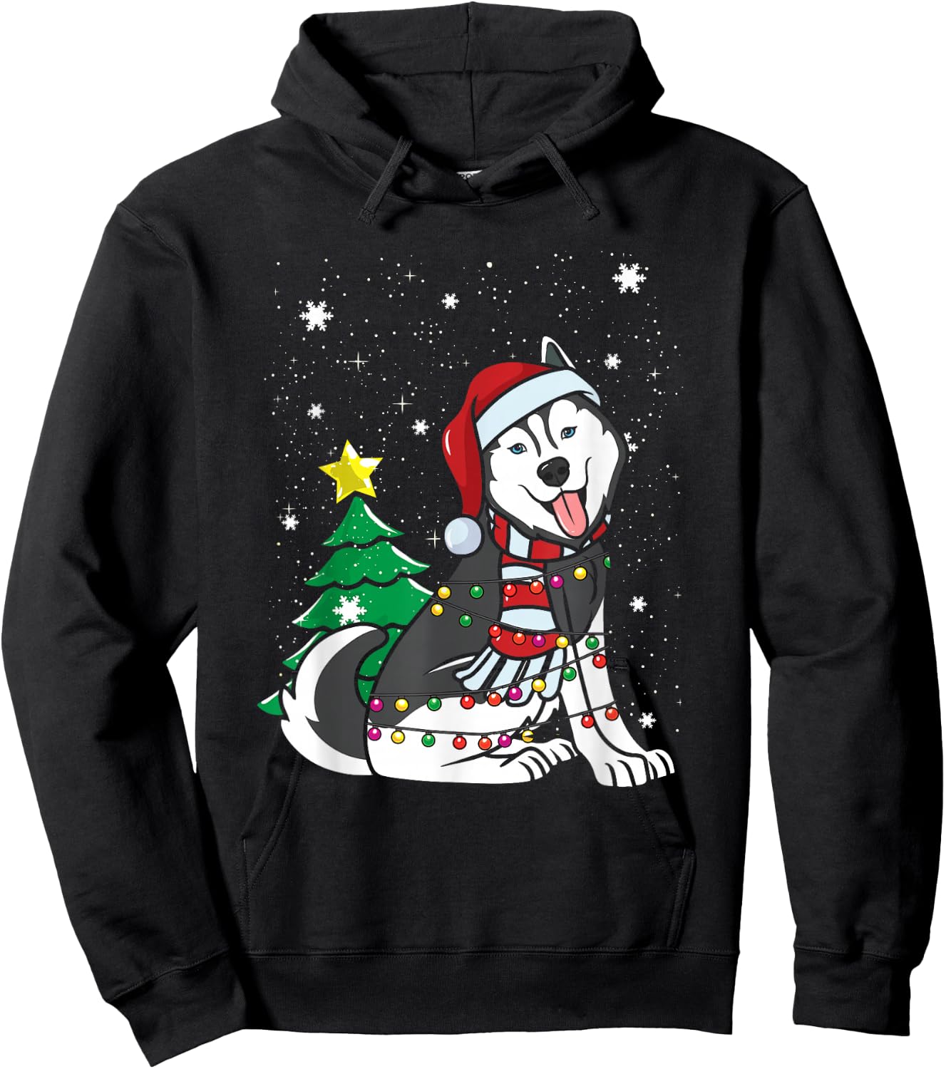 Funny Siberian Husky Christmas Dog Lover Women Hoodie - Hoodie | Black