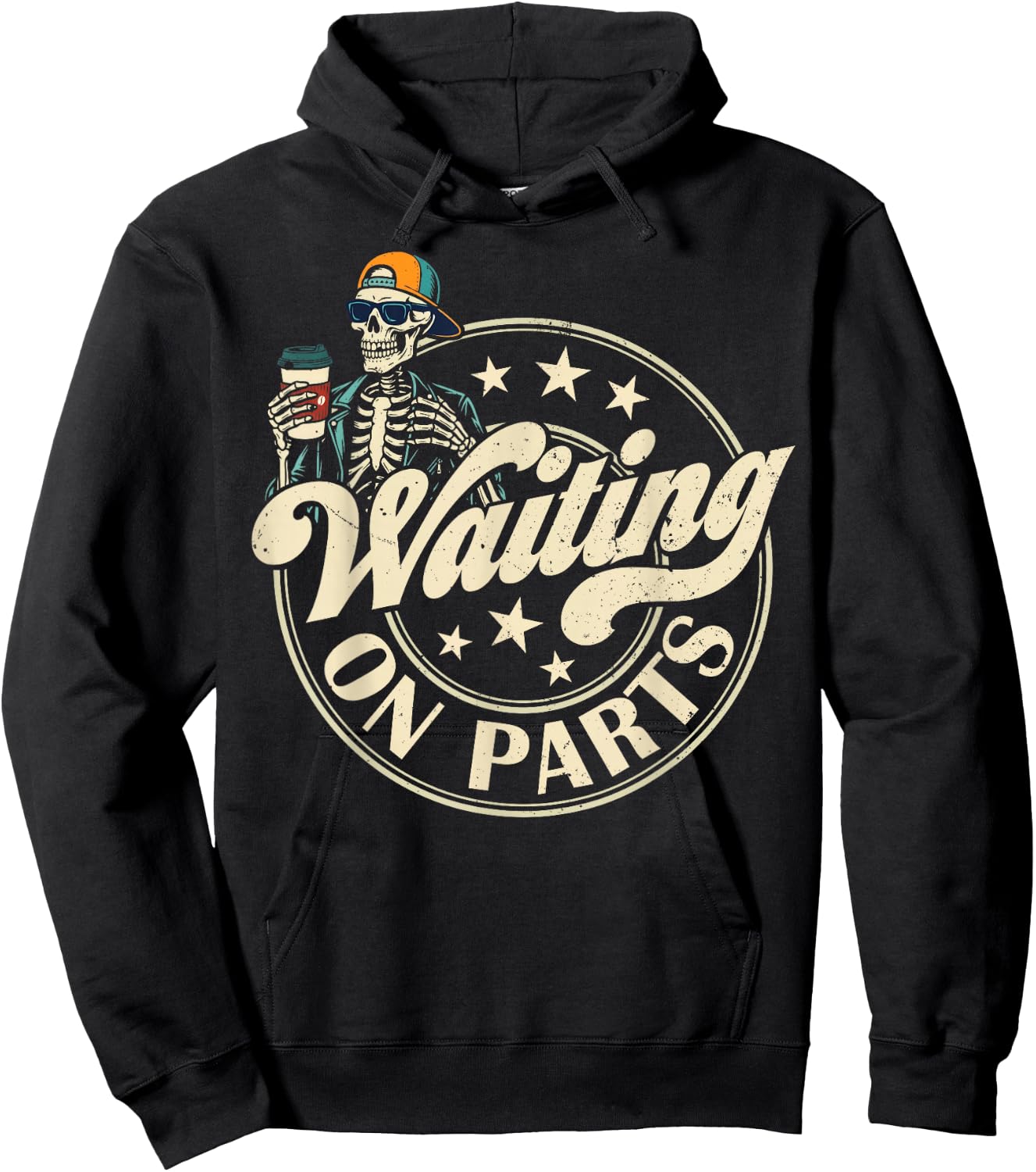 Funny Waiting On Parts Mechanic Skeleton Auto Repair Life Hoodie - Hoodie | Black