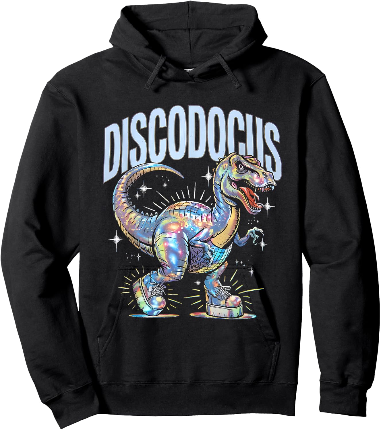 Disco Dinosaur Diplodocus 70s Dino Dancing Funny Disco Party Hoodie - Hoodie | Black