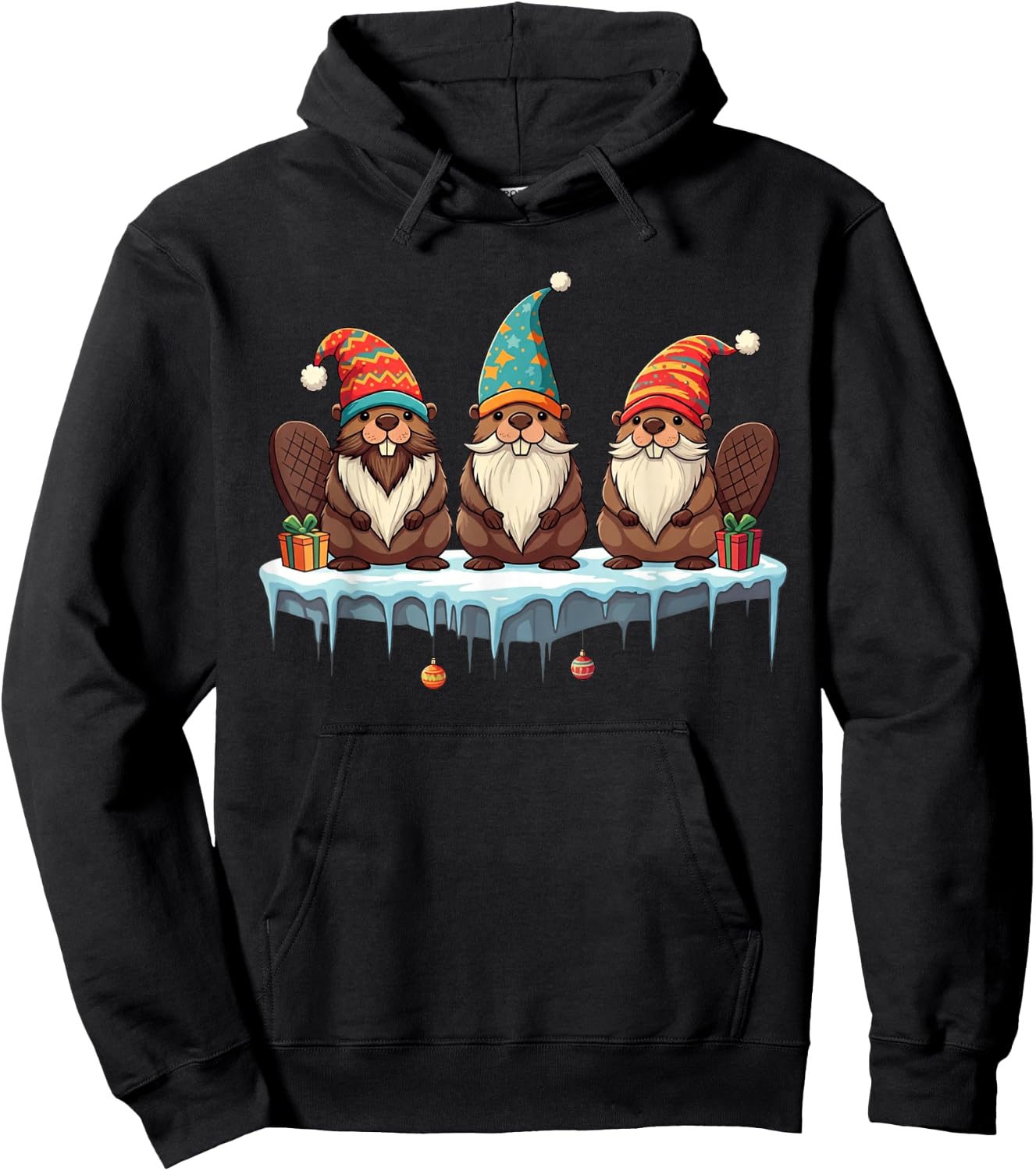 Funny Beaver Gnomies Christmas Gnome Kids Hoodie - Hoodie | Black