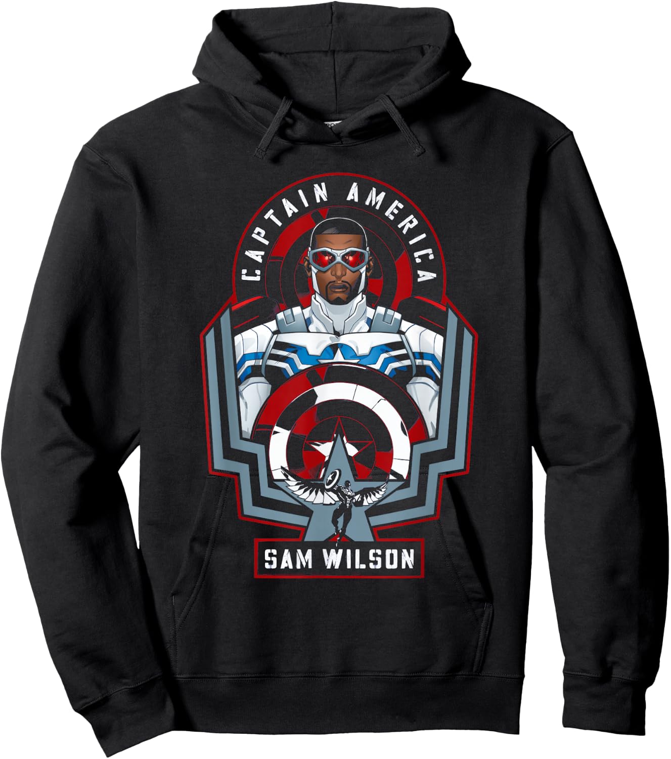 Marvel Avengers Sam Wilson Captain America Badge Hoodie - Hoodie | Black