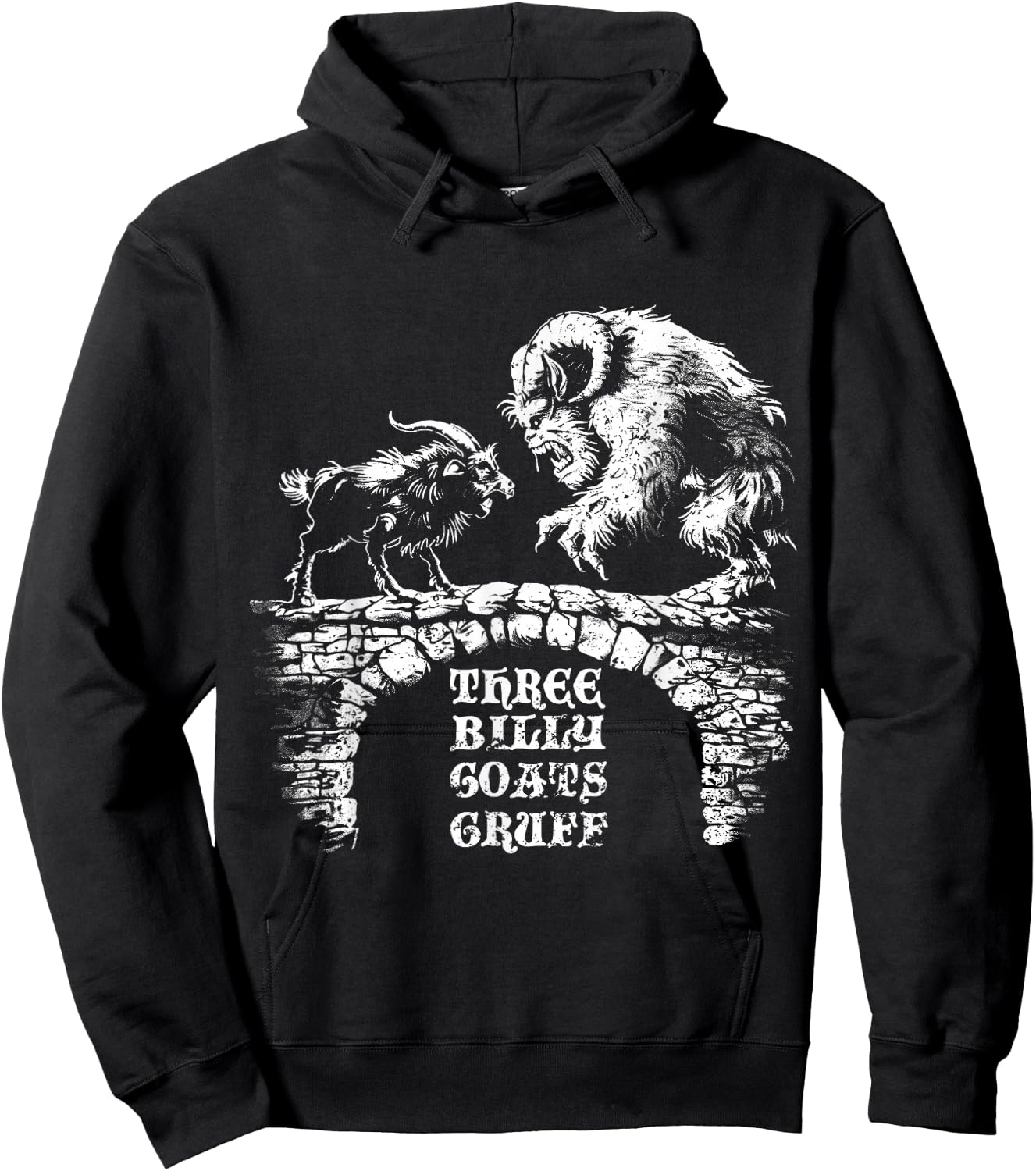 Three Billy Goats Gruff Fairytale Vintage Hoodie - Hoodie | Black