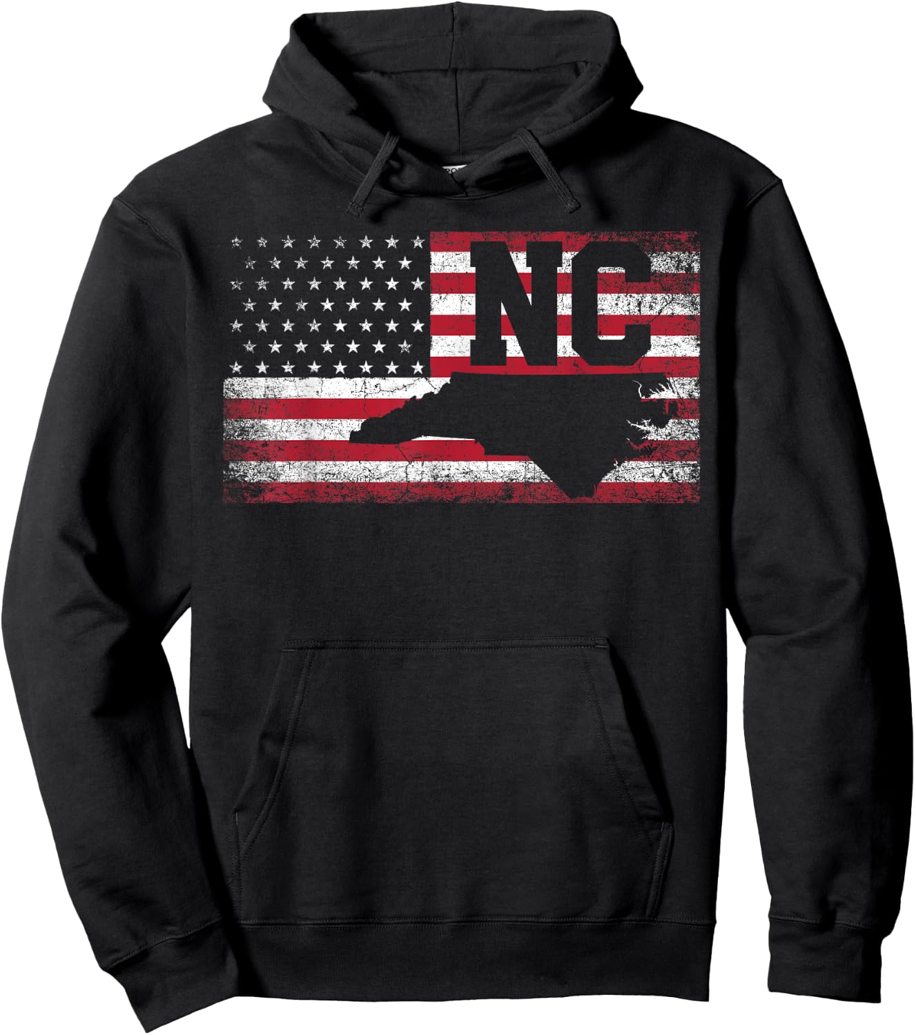 American Flag North Carolina 4th of July Vintage Men Women Hoodie - Hoodie | Black