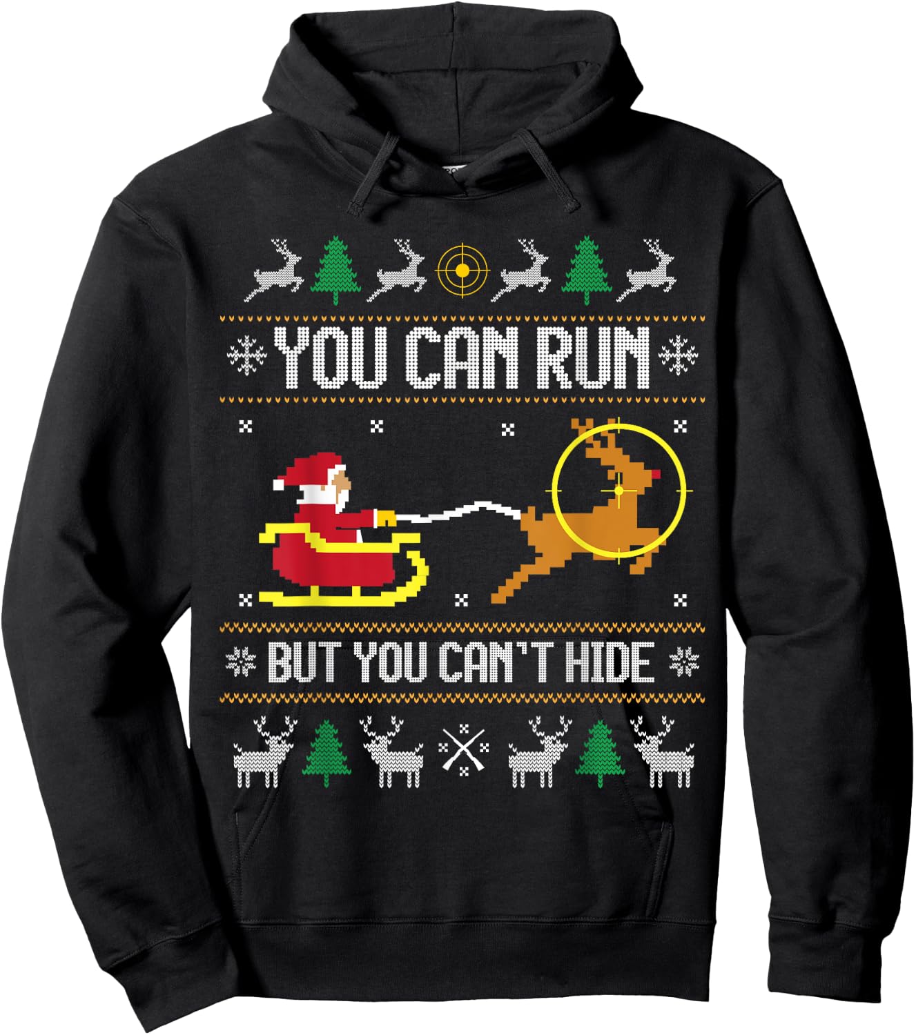 Deer Hunting Santa Claus Hunter Hunt Ugly Christmas Sweater Hoodie - Hoodie | Black