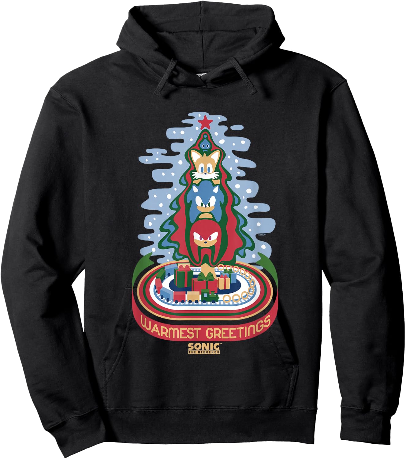 Sonic The Hedgehog Christmas Warmest Greetings Vintage Hoodie - Hoodie | Black