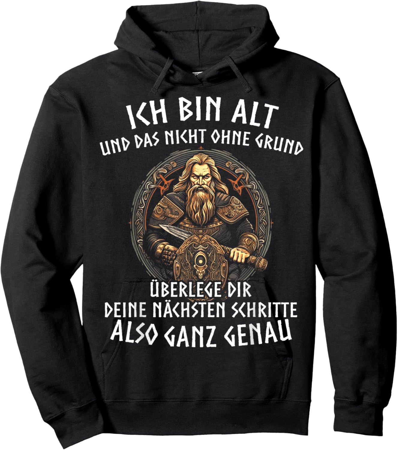 Viking Wolf Nordic Mythology Runes Norman , black Hoodie - Hoodie | Black