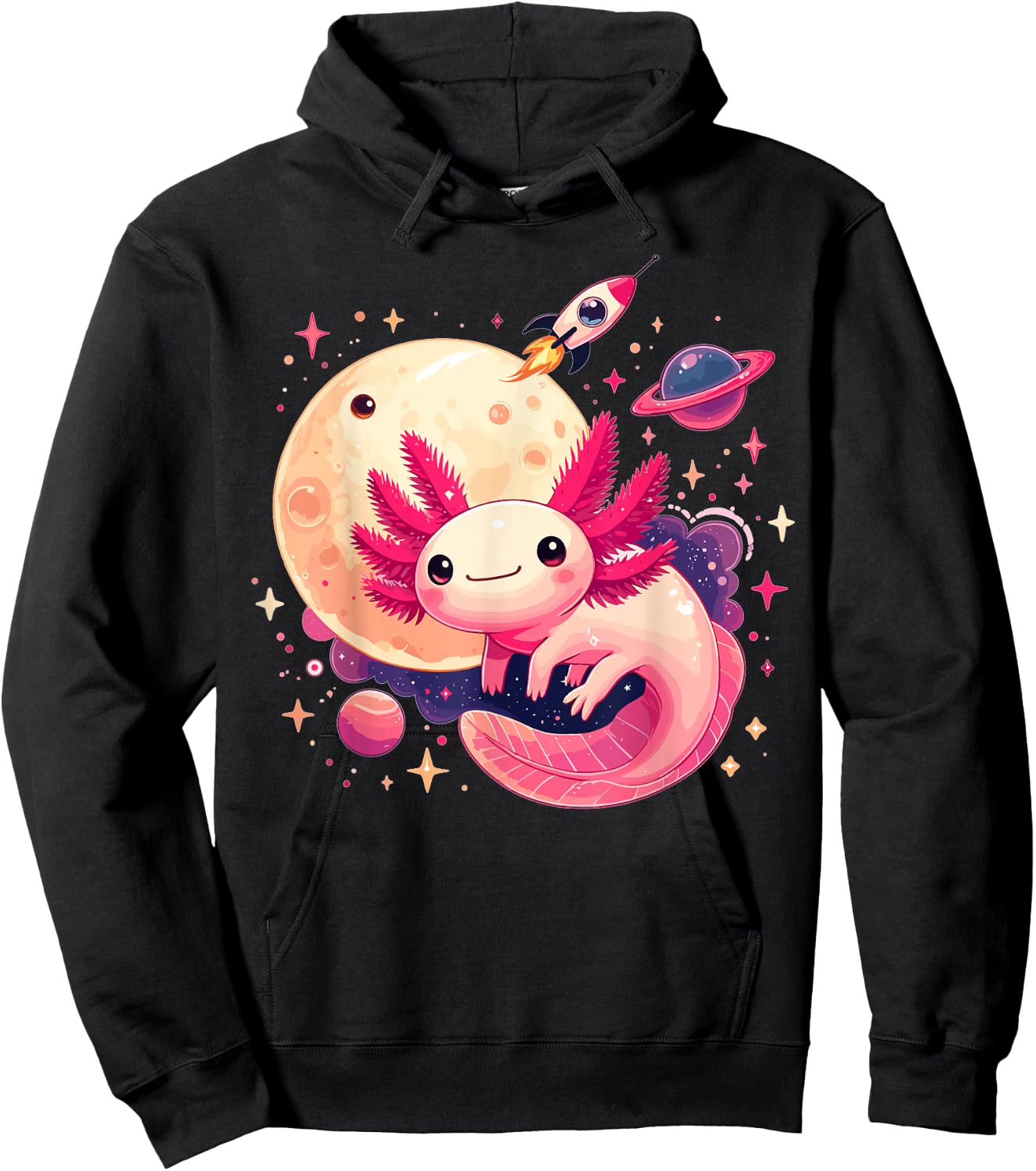 Cute Space Axolotl Kawaii Anime Pastel Goth Hoodie - Hoodie | Black