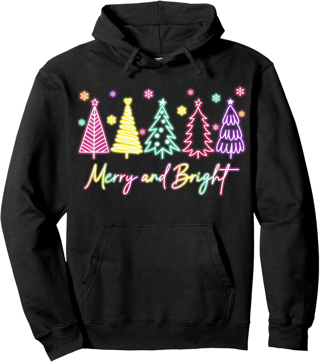 Merry Christmas Bright Christmas Tree Light Colorful Glowing Hoodie - Hoodie | Black