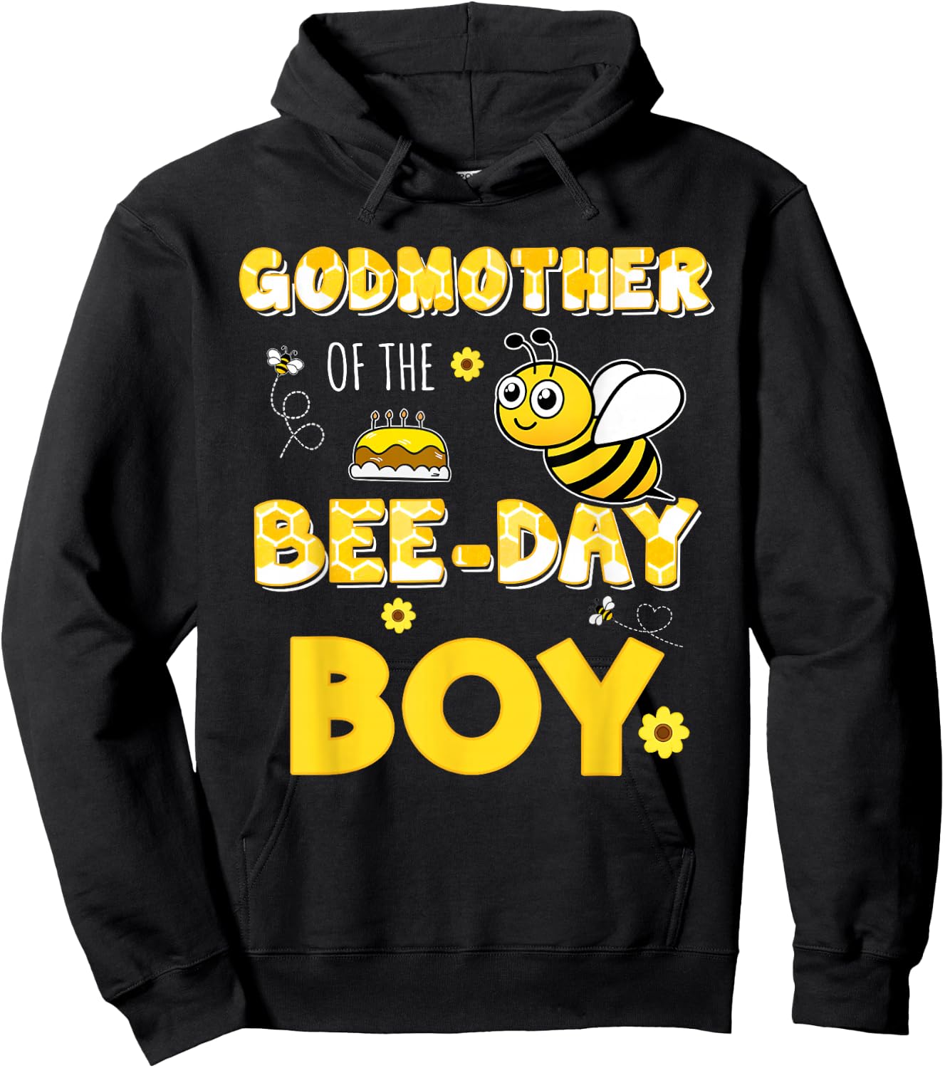 Godmother Of The Bee-Day Boy Hive Party Matching Birthday Hoodie - Hoodie | Black