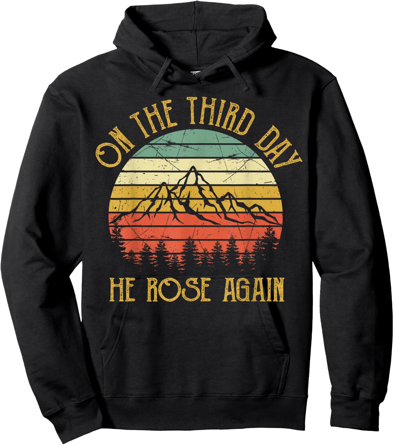 On The Third 3rd Day He Rose Again Vintage Christian Easter Hoodie - Hoodie | Black