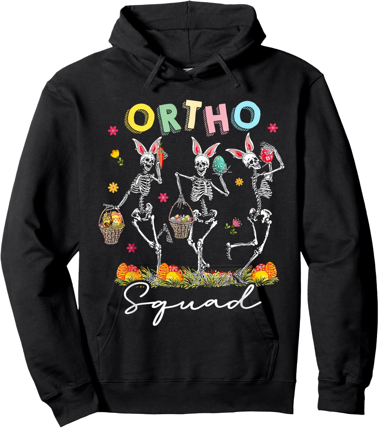 Ortho Squad Easter Day Bunny Orthopedic Dancing Skeletons Hoodie - Hoodie | Black