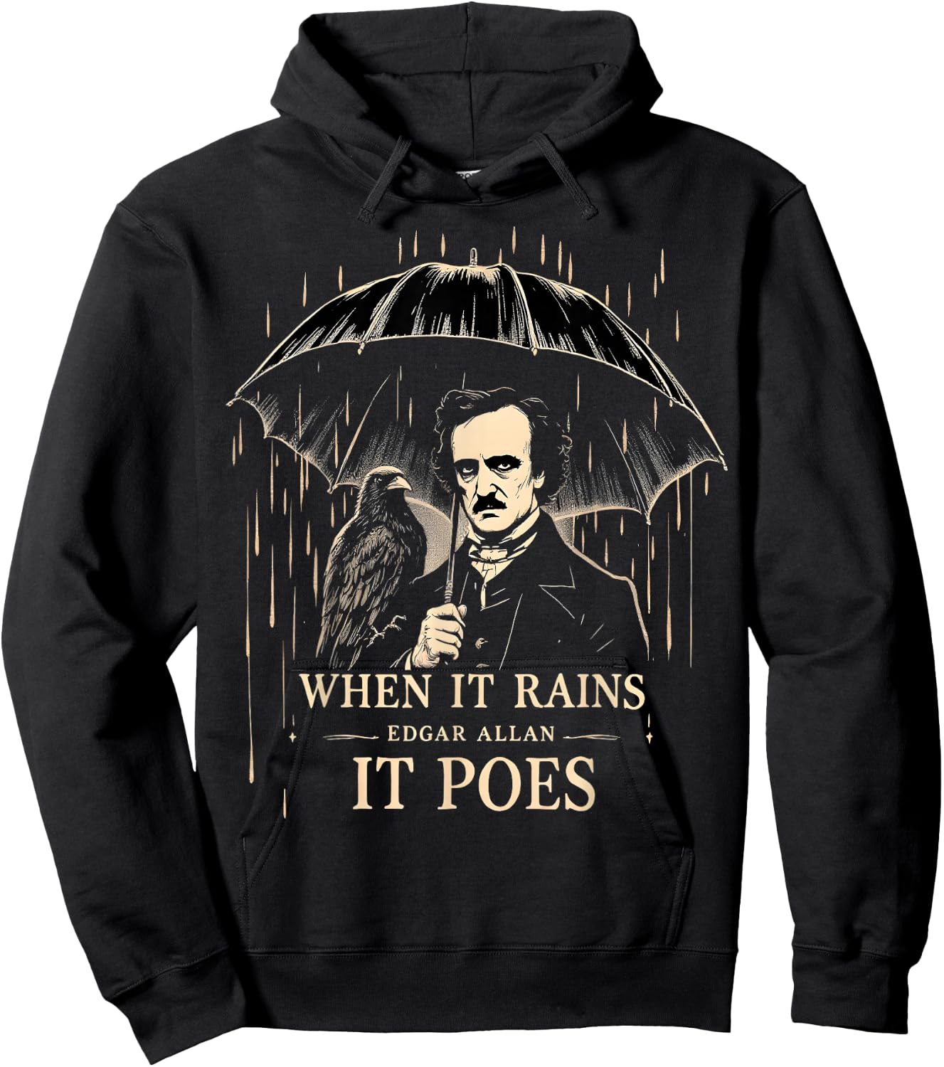Gothic Raven Dark Literature Hoodie - Hoodie | Black
