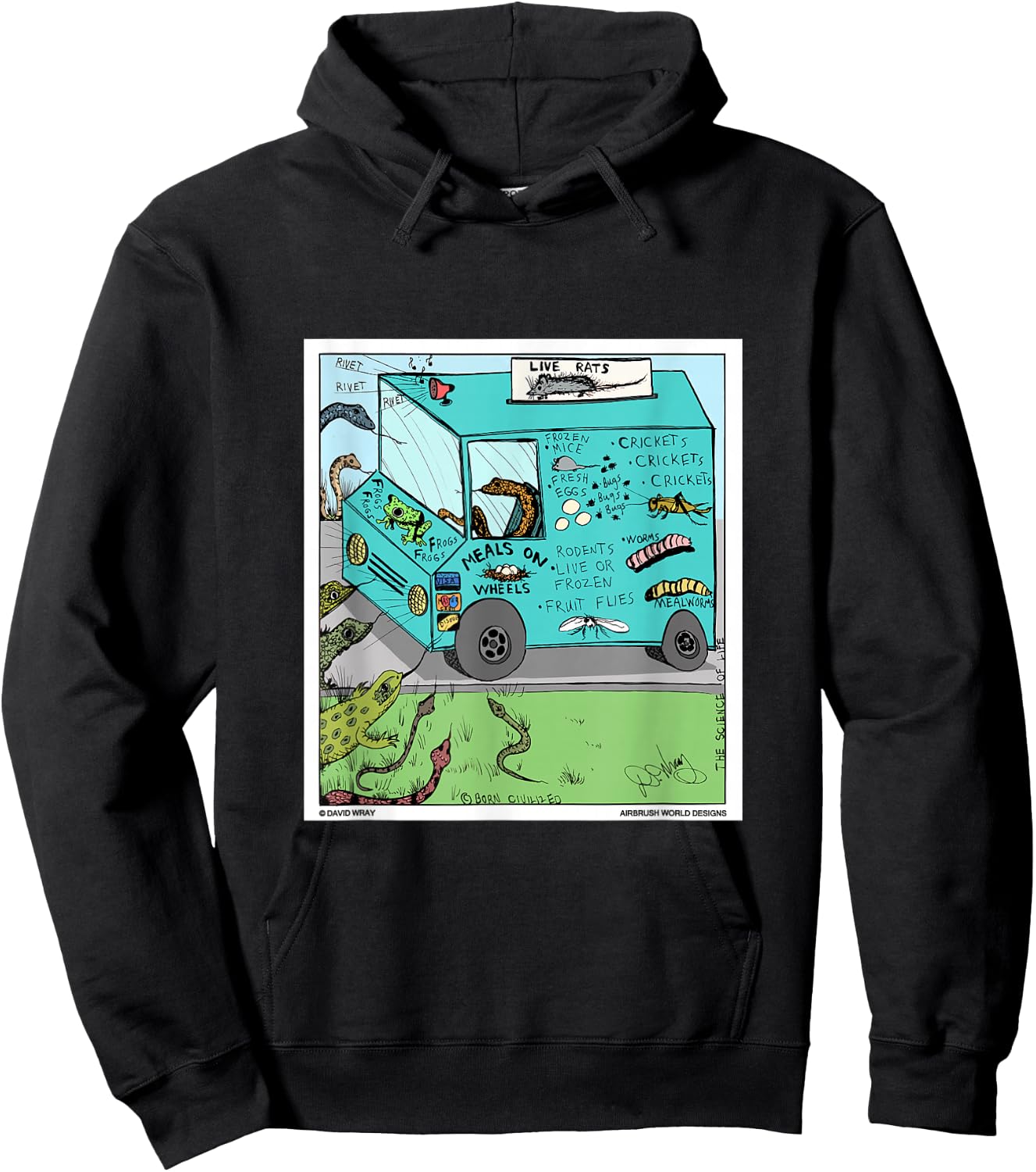 Snakes Lizards Reptile Snacks Food Truck Funny Novelty Gift Hoodie - Hoodie | Black