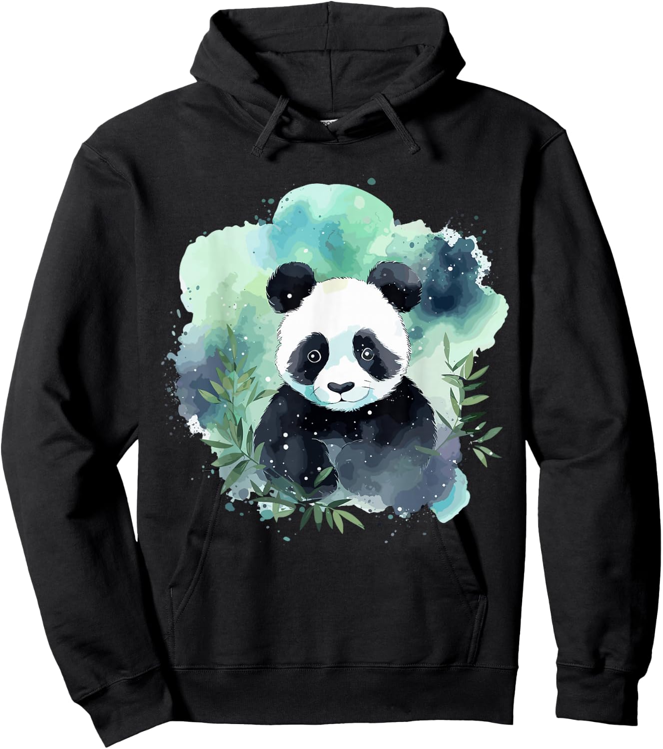 Watercolor Panda Hoodie - Hoodie | Black