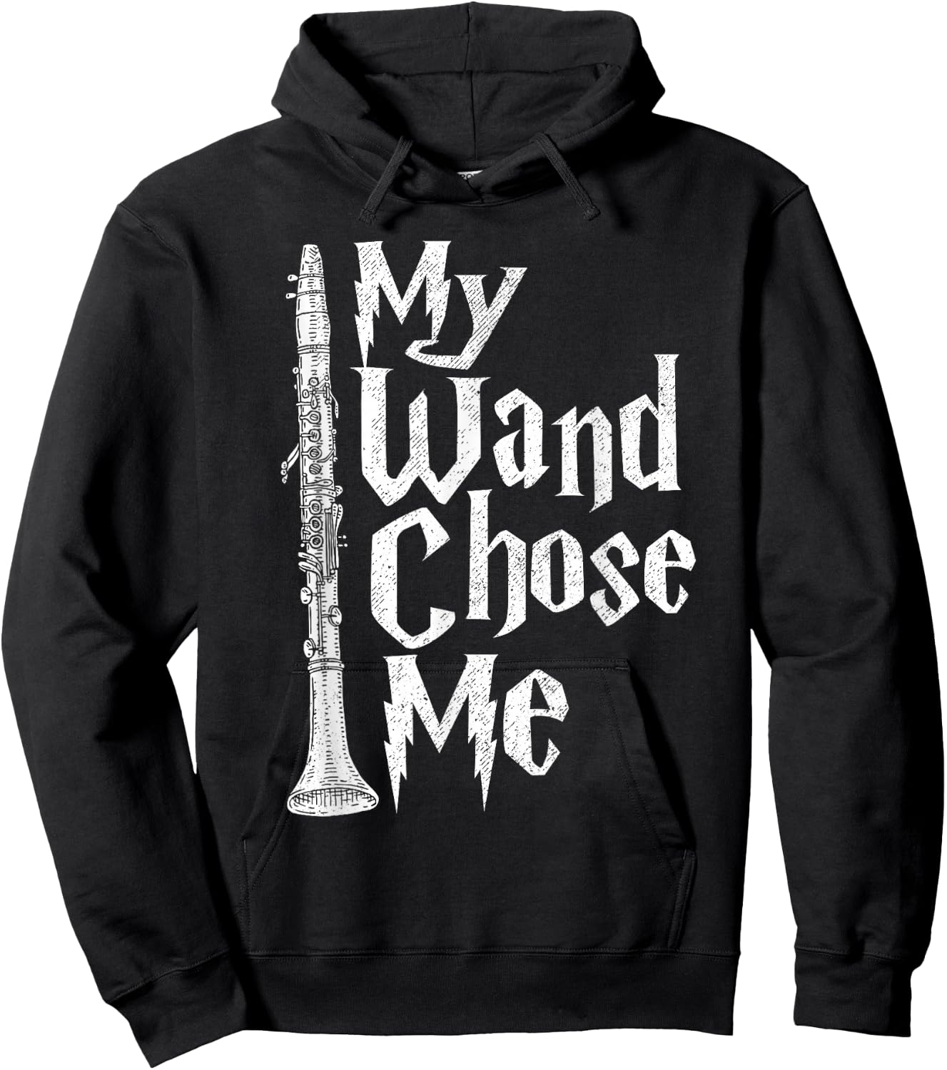 My Wand Chose Me - Clarinet Player Clarinetist Music Lover Hoodie - Hoodie | Black