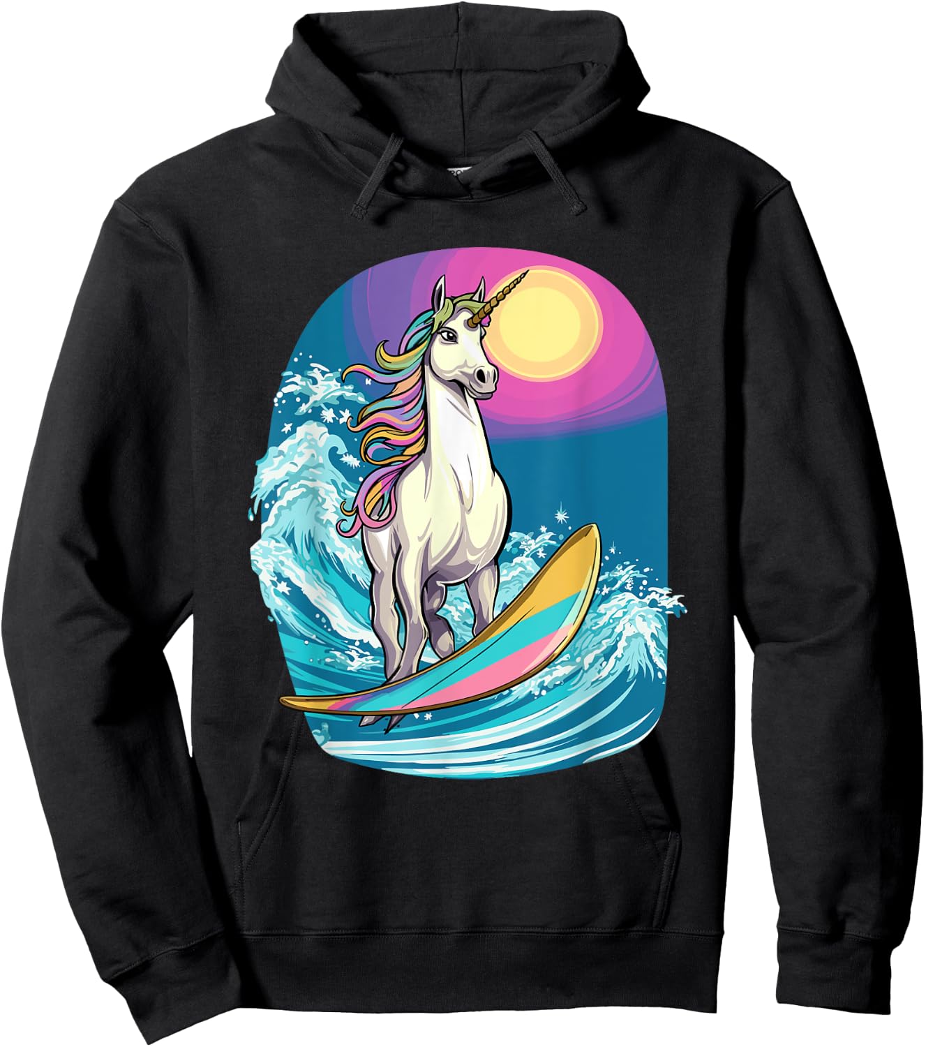 Unicorn Surfing Apparel Surfboard Surf Surfer Kids Hoodie - Hoodie | Black