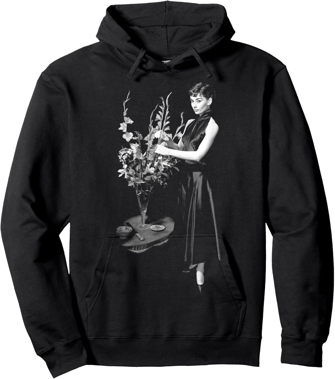 Audrey Hepburn Flowers Hoodie - Hoodie | Black