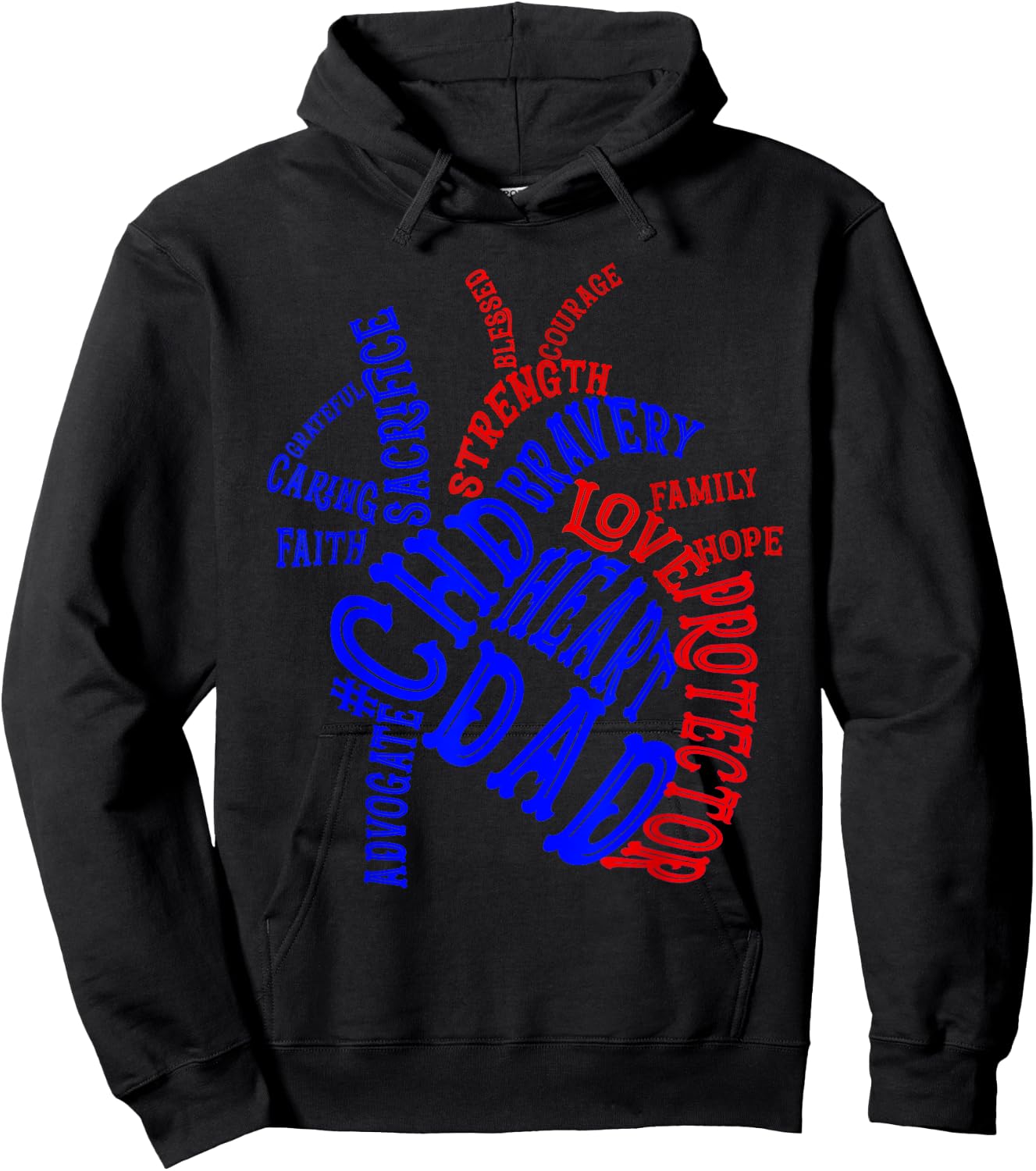Heart Dad CHD Congenital Heart Defect Awareness Month Ribbon Hoodie - Hoodie | Black