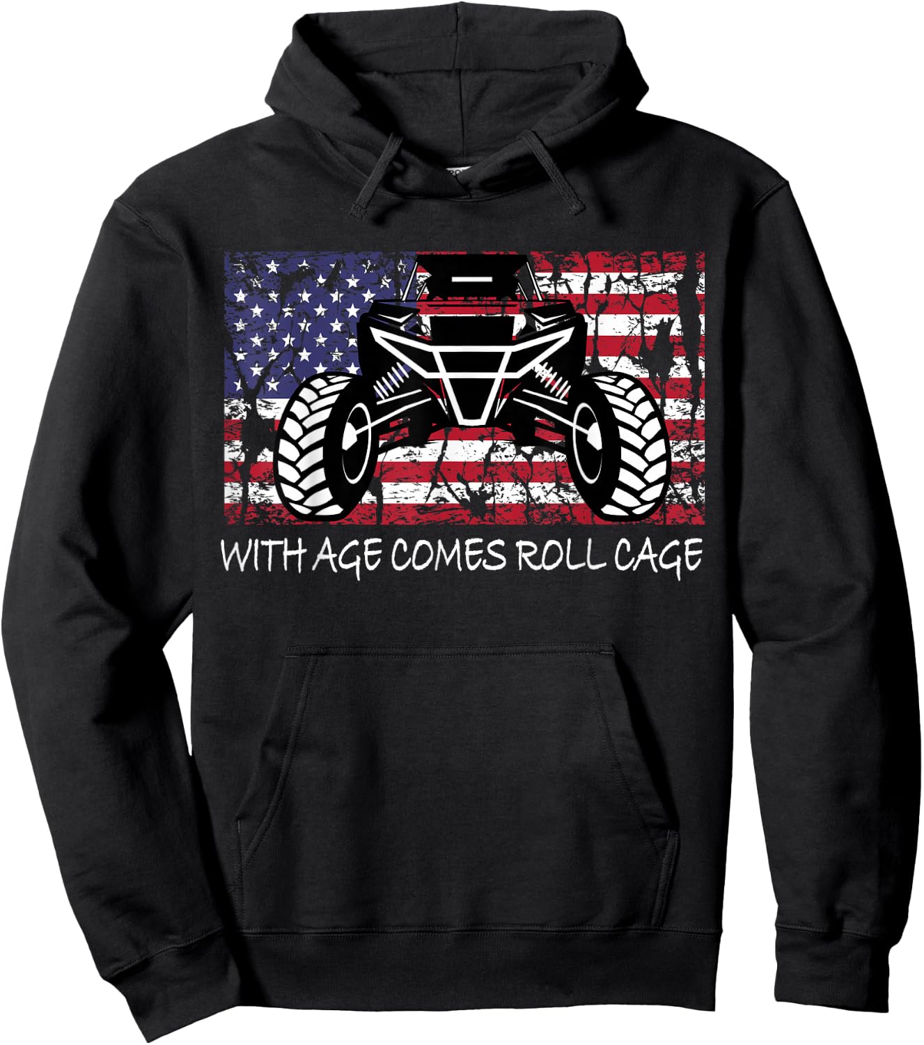 SXS UTV side by side American flag with age come cage Hoodie - Hoodie | Black