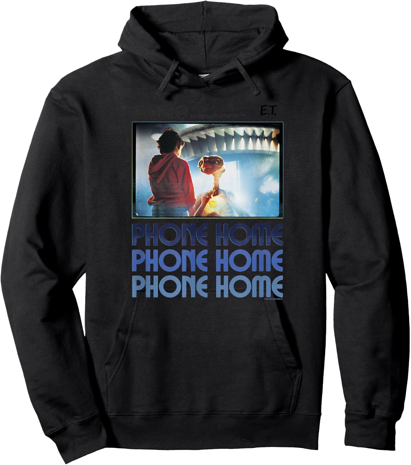 E.T. And Elliott Phone Home Spaceship Poster Hoodie - Hoodie | Black