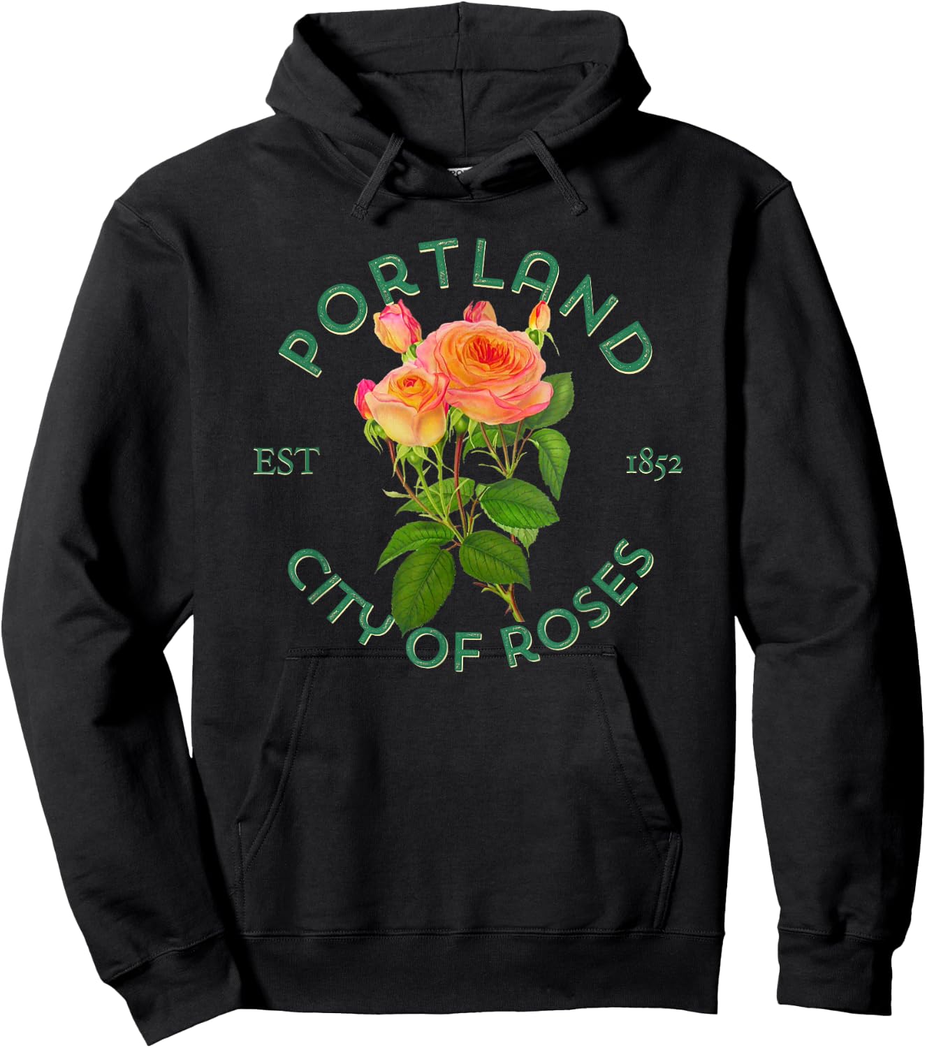 Portland Oregon OR City Of Roses Flower Gardener Souvenir Hoodie - Hoodie | Black