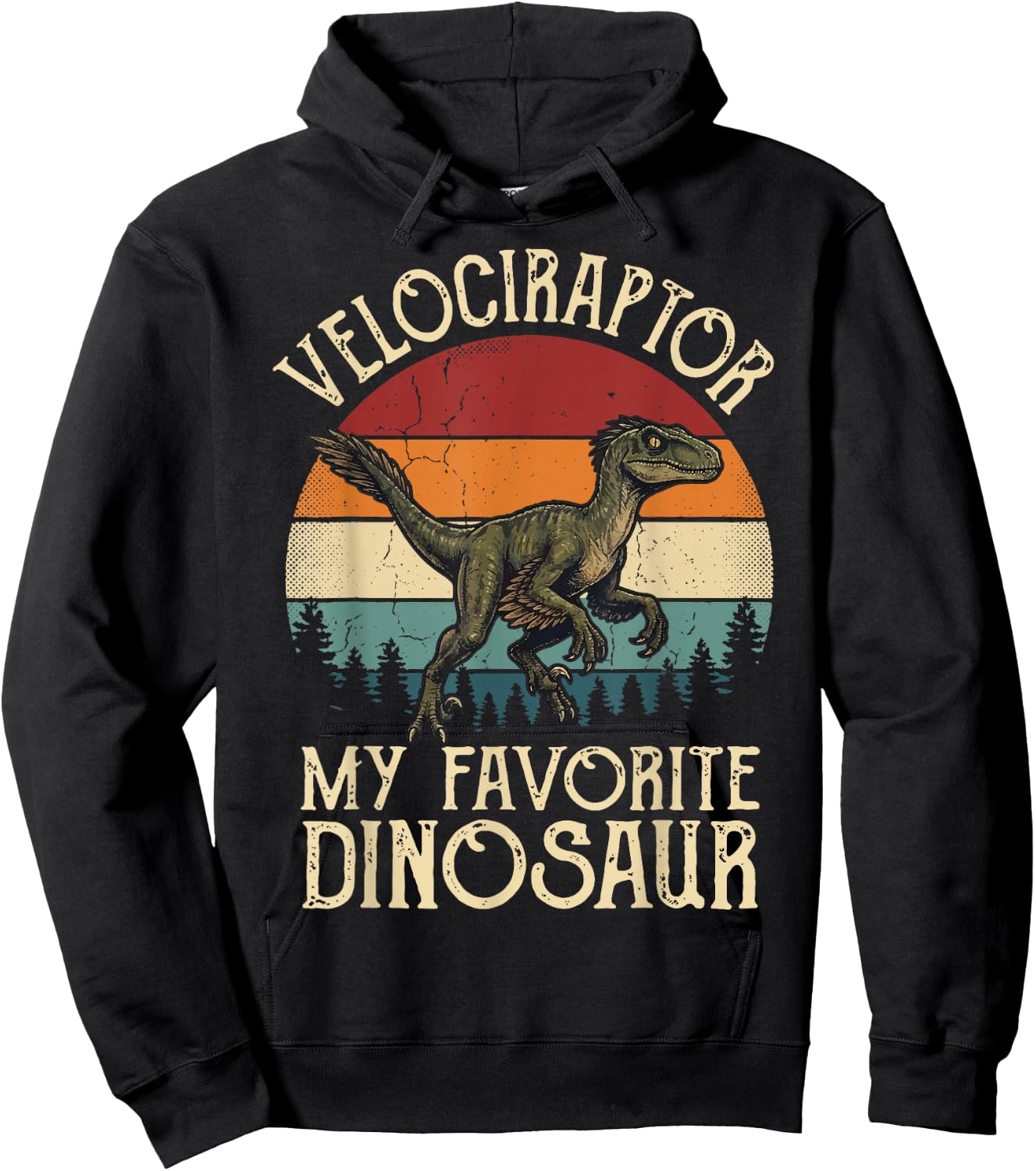 Velociraptor My Favorite Dinosaur Hoodie - Hoodie | Black