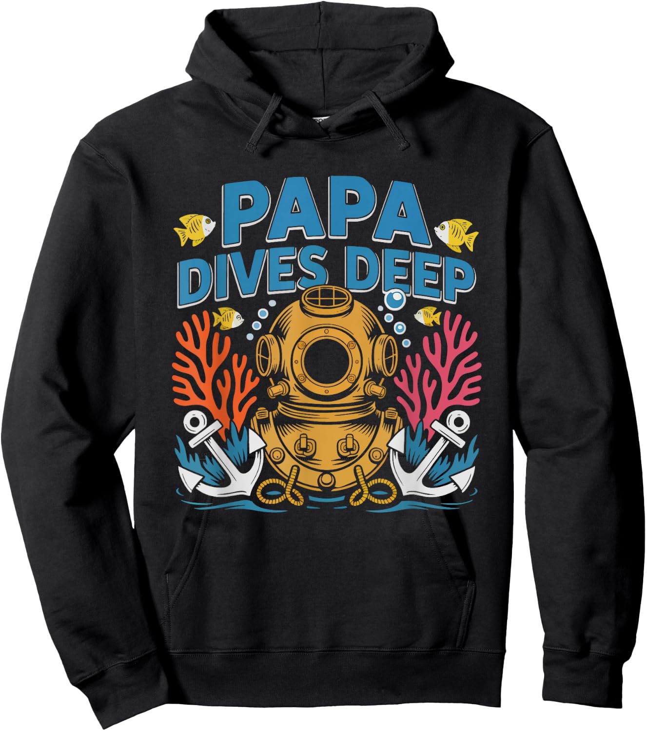 Scuba Diving Grandpa Deep Sea Papa Vintage Dive Badge Ocean Hoodie - Hoodie | Black