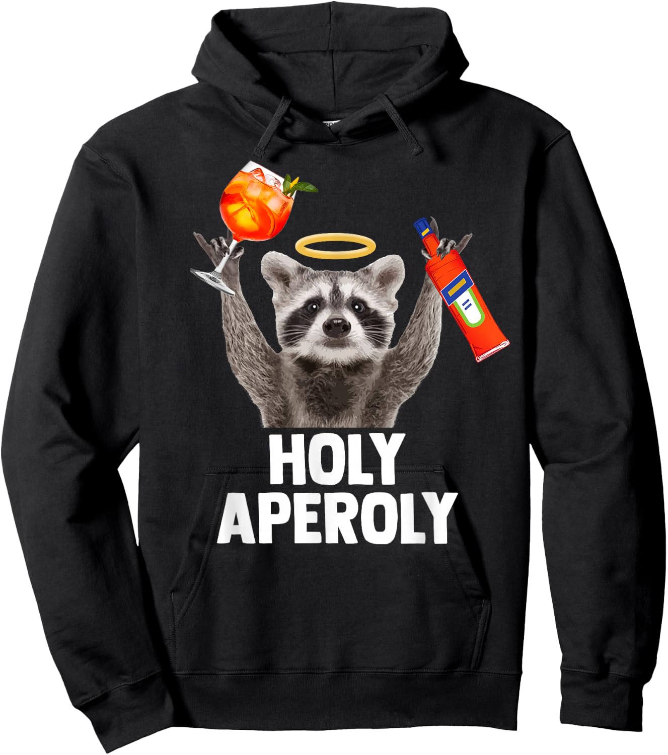 HOLY APEROLY X Raccoon Meme Racoon X Aperoli Pedro Spritz , black Hoodie - Hoodie | Black