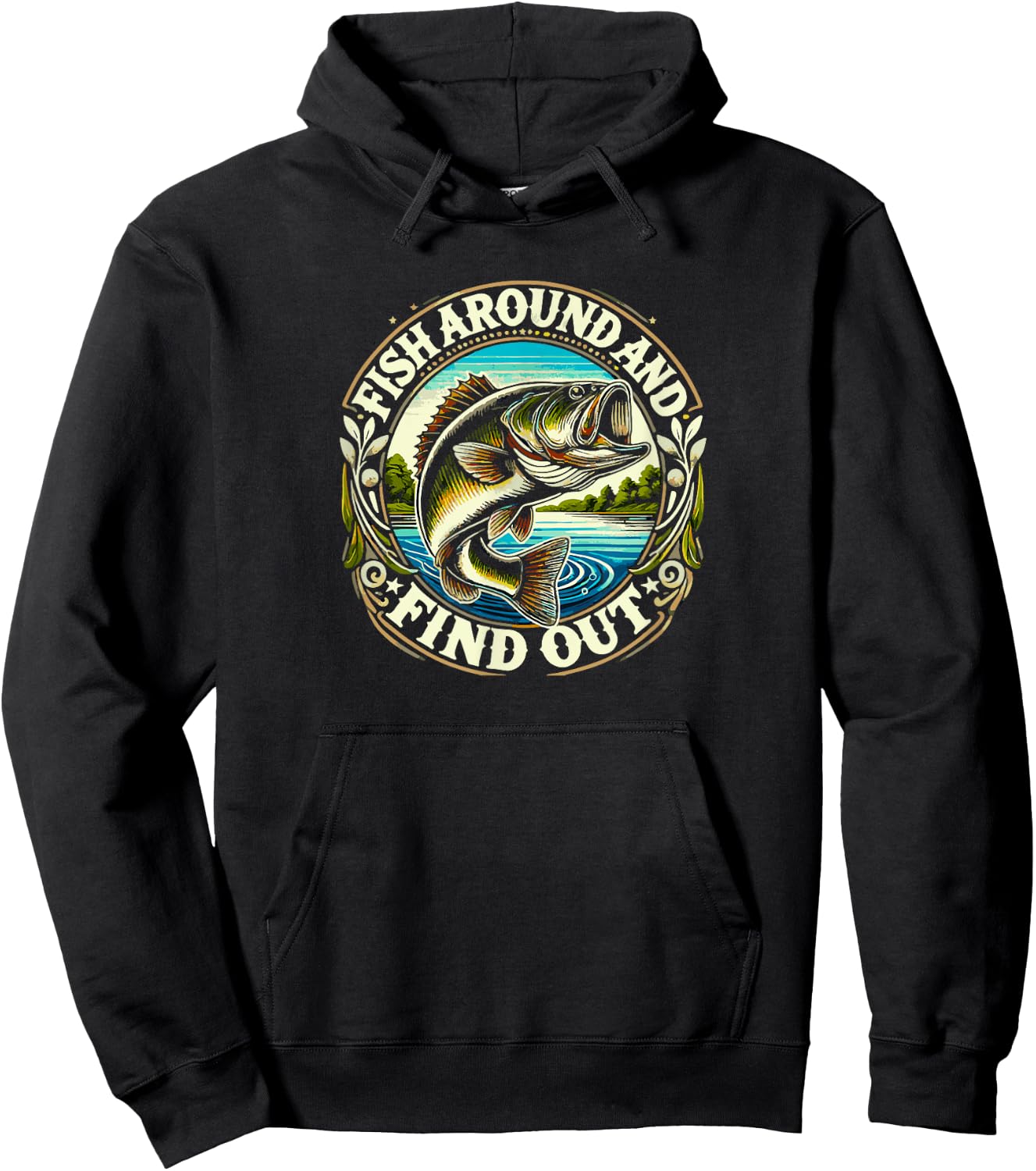 Fish Around and Find Out Funny Bass Fishing Hoodie - Hoodie | Black