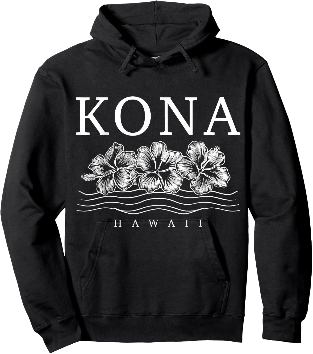 Kona Hawaii Hawaii Hawaii Hibiscus Flowers Surfer Souvenir Hoodie - Hoodie | Black