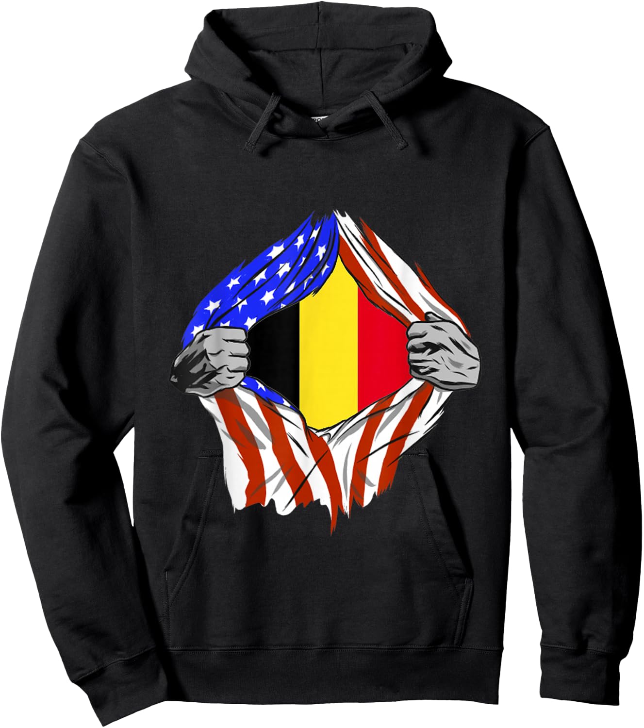 Belgium Flag Chest America USA Belgian Pride Belgian Roots Hoodie - Hoodie | Black