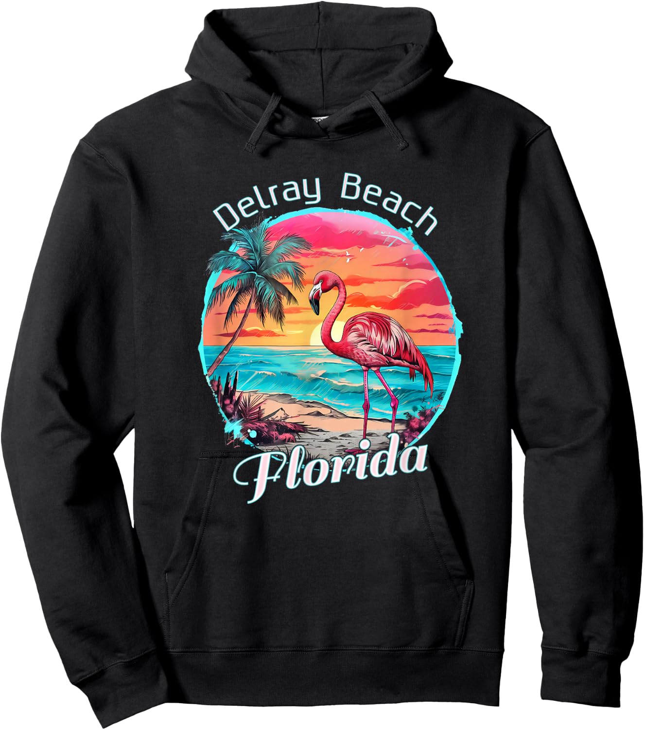 Delray Beach Florida Beach Flamingo Tropical Souvenir Hoodie - Hoodie | Black