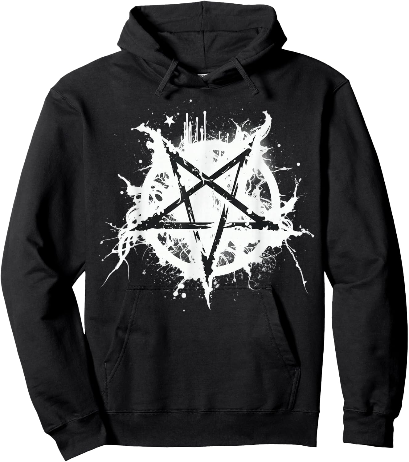 Schwarz-weißes satanisches Pentagramm Hoodie - Hoodie | Black