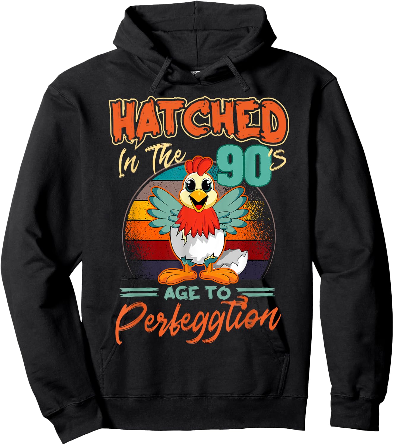 Chicken 90th Birthday Perfeggtion Chick Barnyard Farm Barn Hoodie - Hoodie | Black