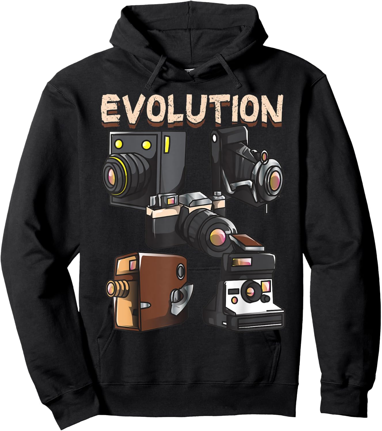 Vintage Evolution of the Camera Photography Hoodie - Hoodie | Black