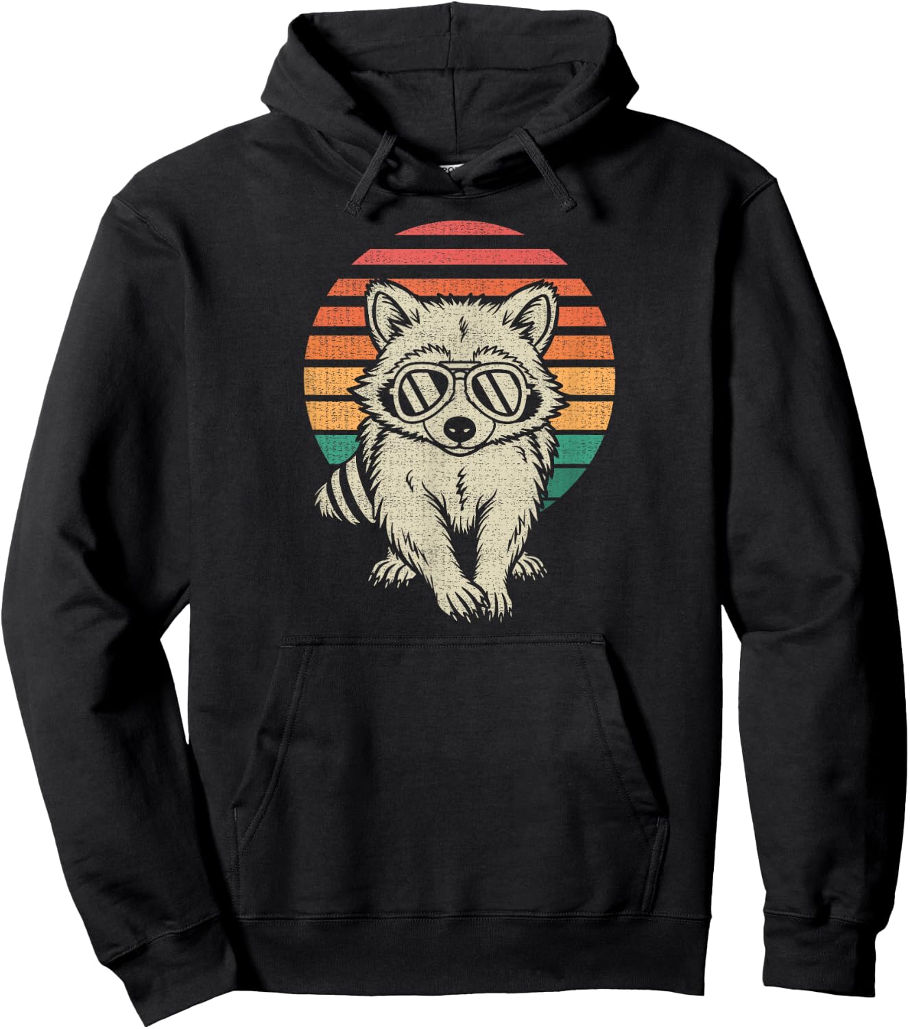 Funny Raccoon Lover Animal Retro 70s Hoodie - Hoodie | Black