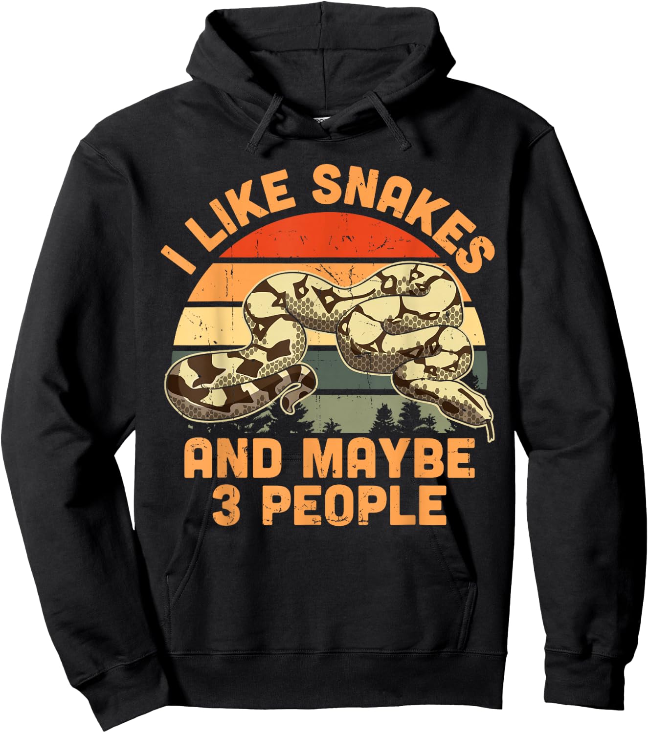 I Like Snakes And Maybe 3 People Retro Serpent Vintage Hoodie - Hoodie | Black
