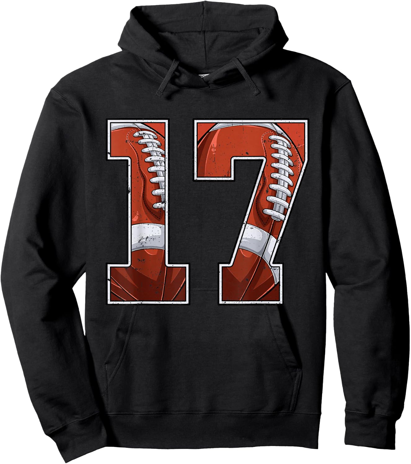 Football 17th Birthday Boy Seventeen 17 Years Old Bday Party Hoodie - Hoodie | Black