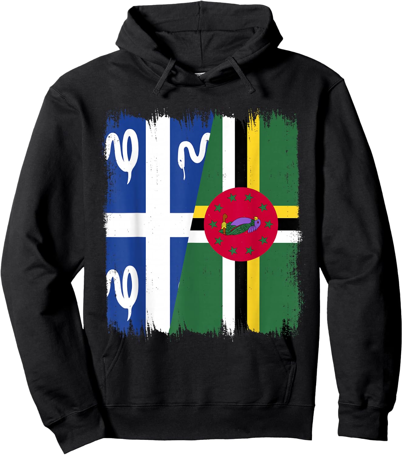 Flag Guadeloupe and Martinique Dominique , Black, S Hoodie - Hoodie | Black