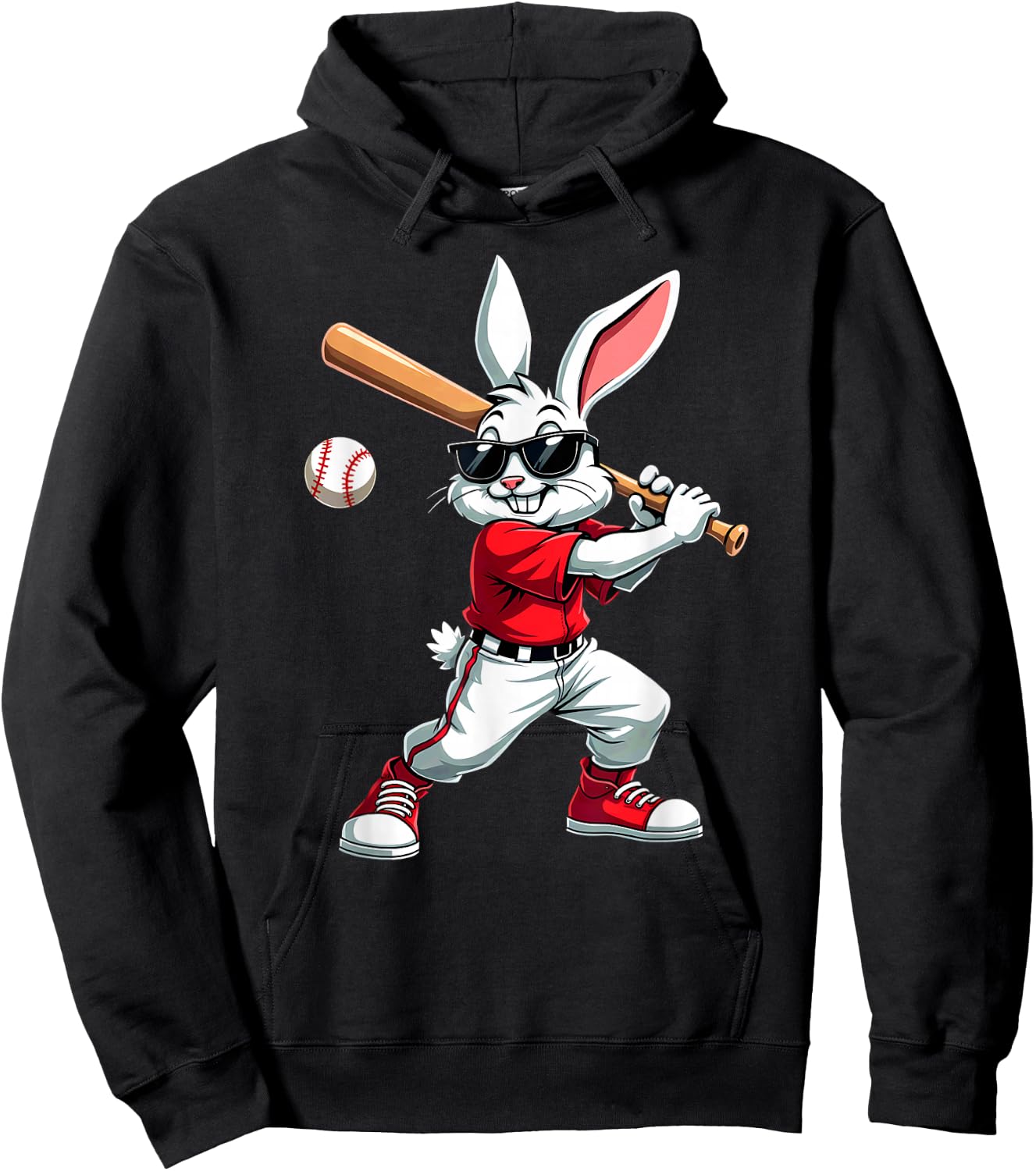 Easter Bunny Playing Baseball Batter Hoodie - Hoodie | Black