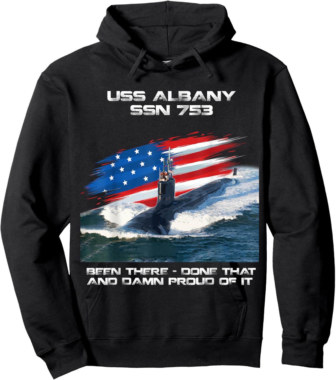USS Albany SSN-753 Amerikanische Flagge U-Boot Veteran Xmas Hoodie - Hoodie | Black